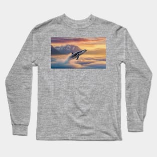 whale diving above the clouds Long Sleeve T-Shirt